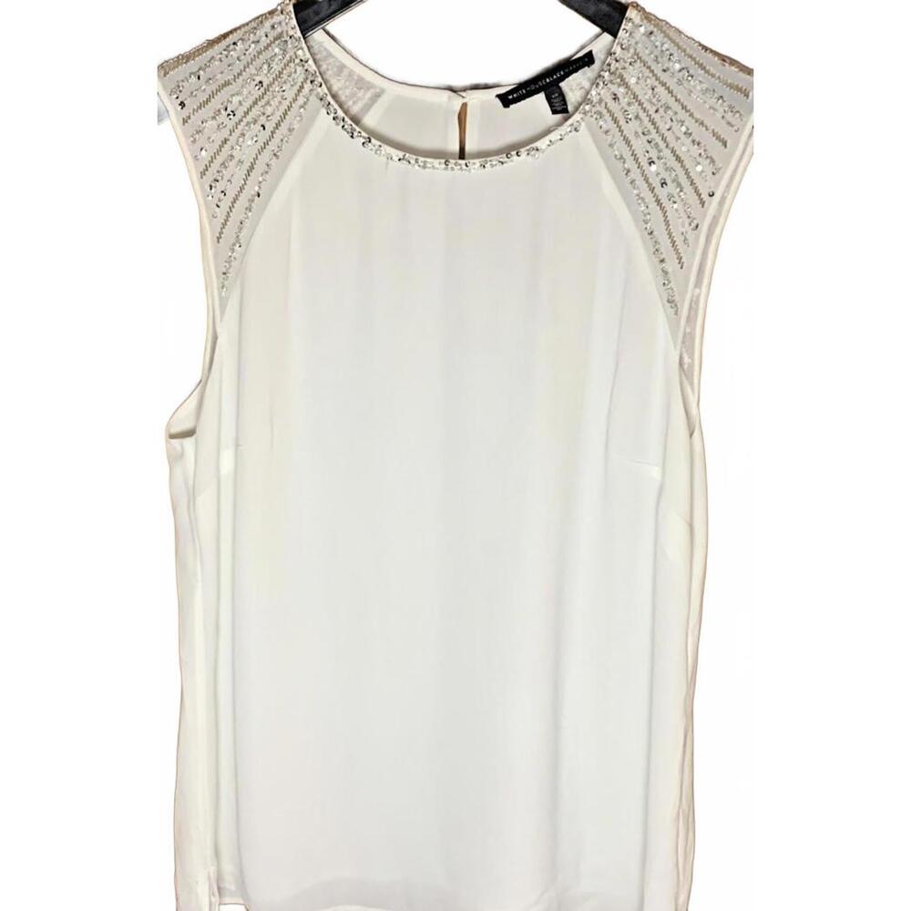 White House Black Market White Sleeveless Blouse